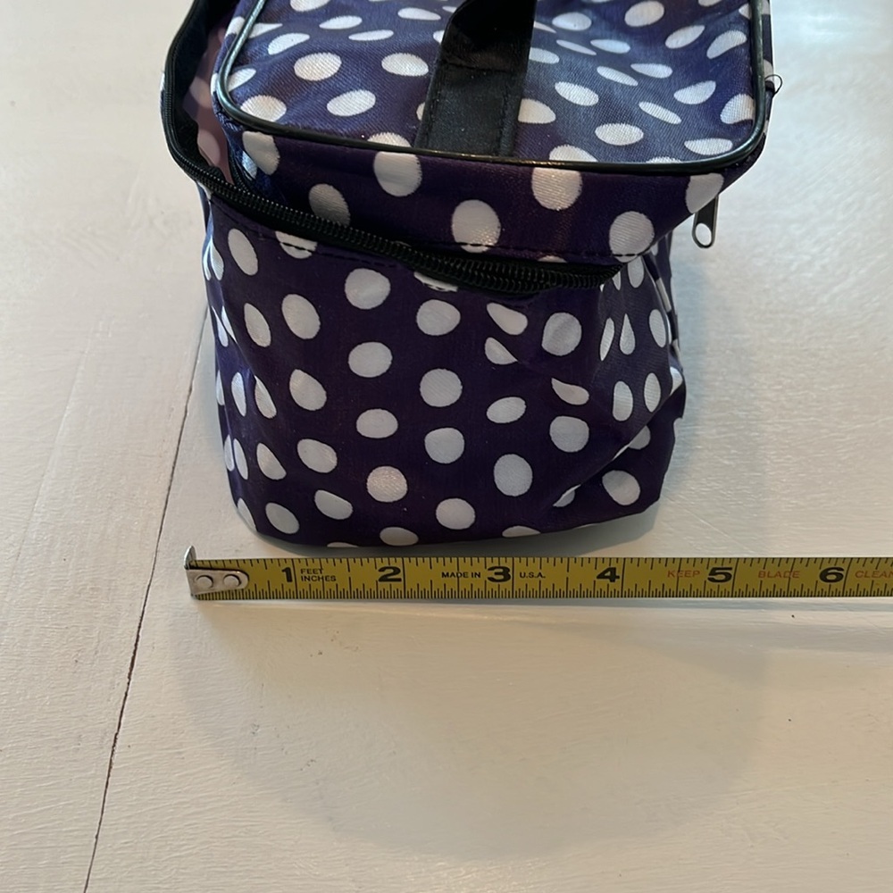 Purple with white polka dots, small soft-sided train case - Picture 7 of 8